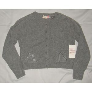 HAZEL MOON Gray Sz Jr Large Soft Stretchy Cropped Cardigan Sweater Pockets NEW